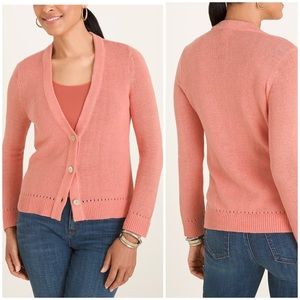 New Chico's Button‎ Front Linen & Cotton Blend Cardigan Size Large